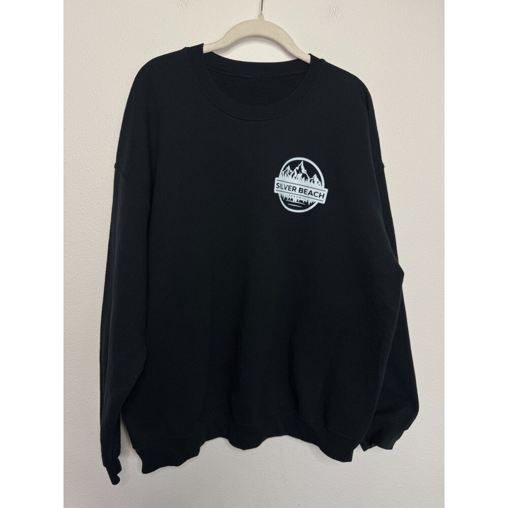 Silver Beach XL Unisex Sweatshirt Butterfly Print Black Long Sleeve Crewneck
